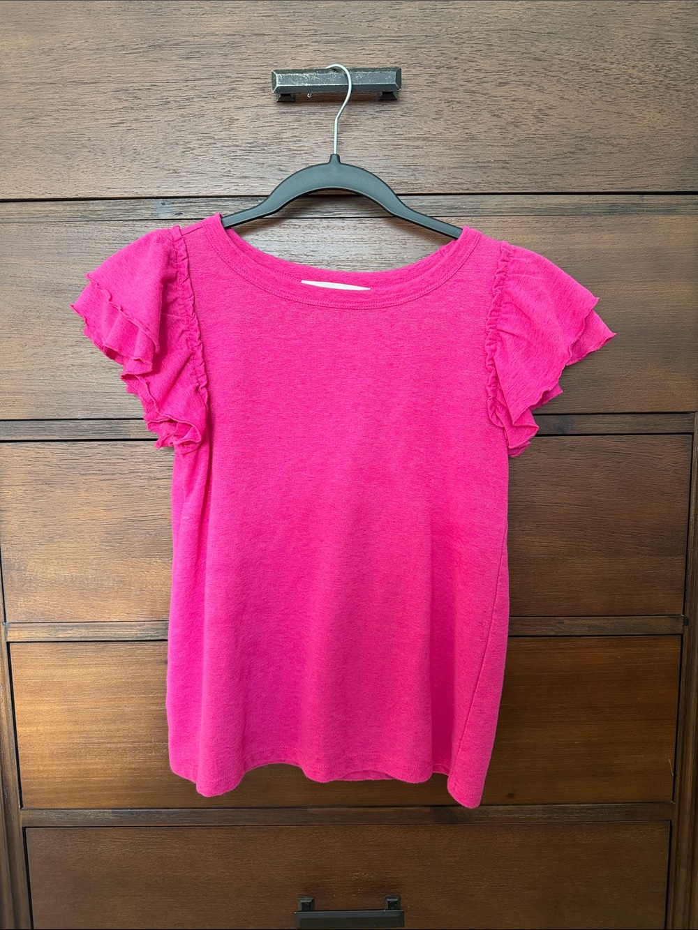 LOFT Hot Pink Ruffle Sleeve Short Sleeve Tee